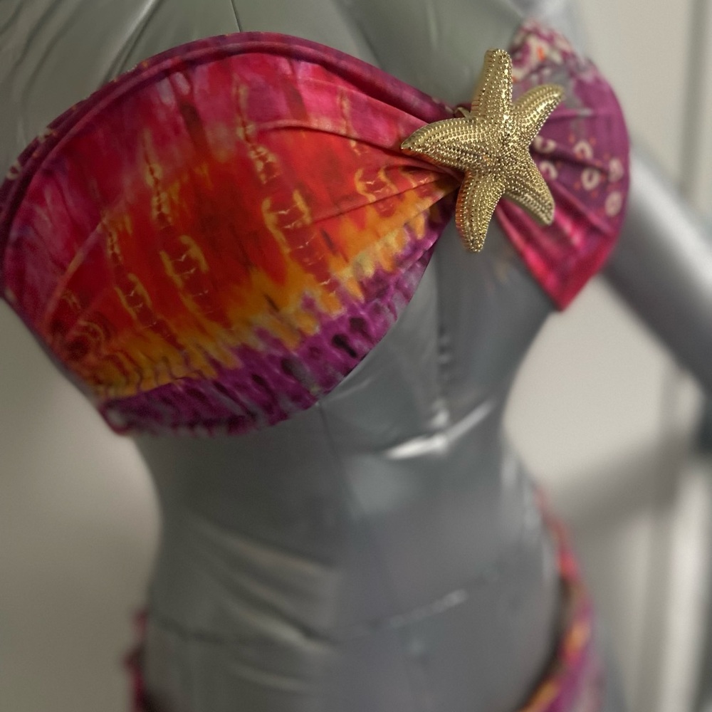 Luli Fama PinkMermaid Star Bikini 👙StraplessTop XS Ruffle Bottoms M🪸 Lulifama - Picture 6 of 16